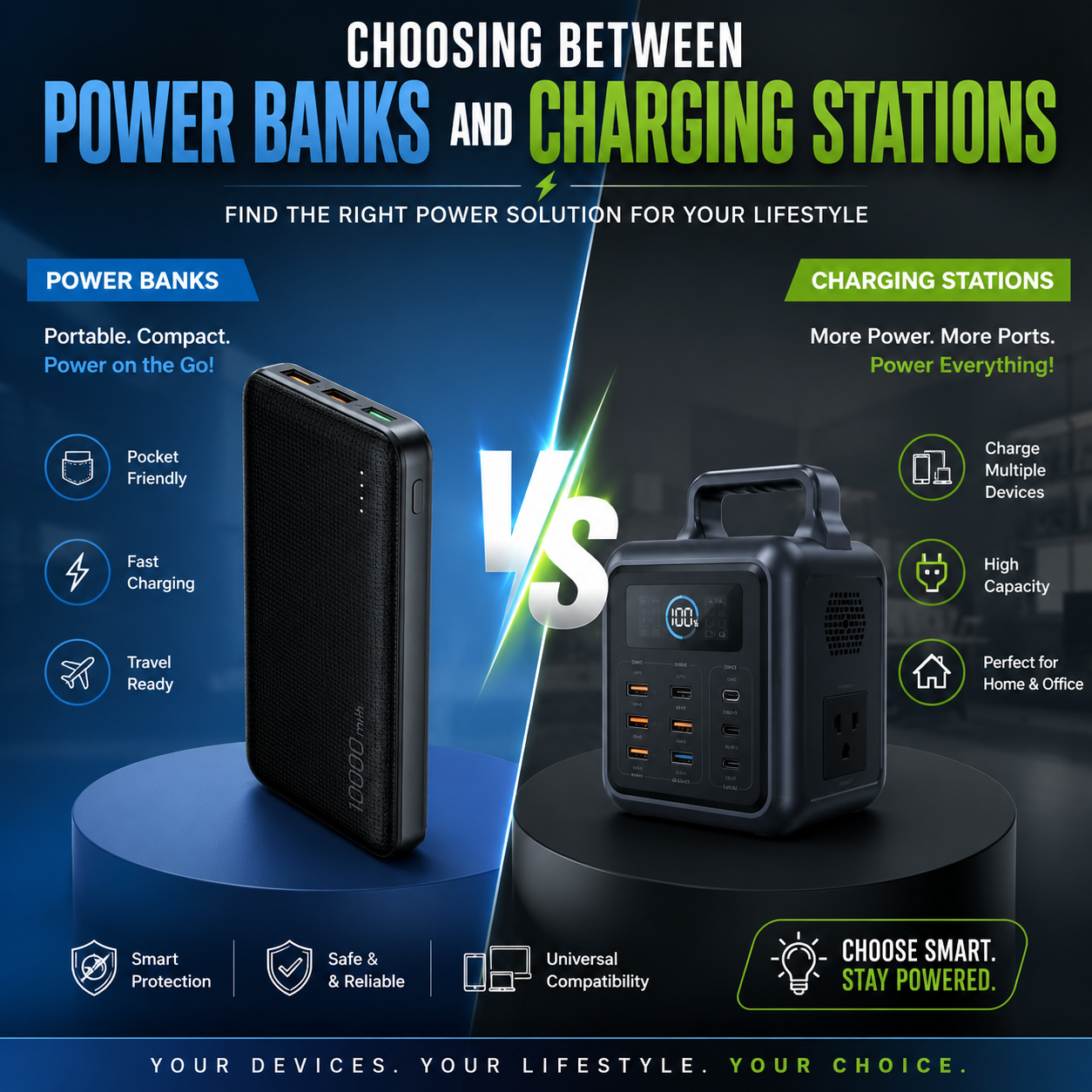 Choose Power Banks or Charging Stations.