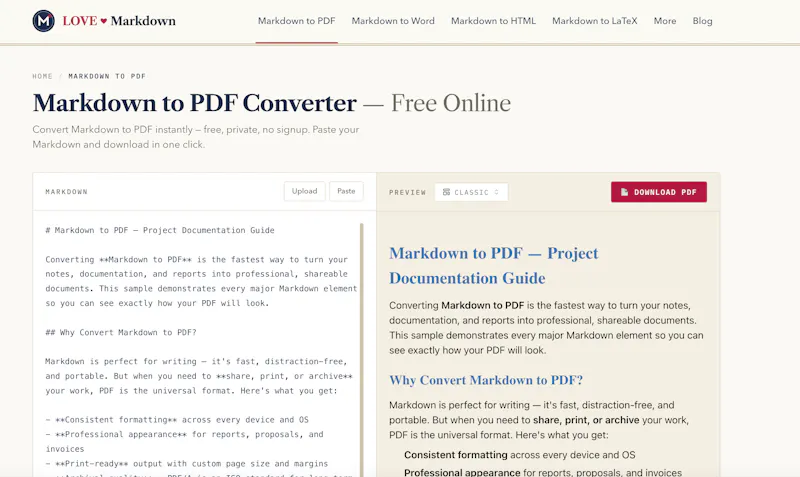 LoveMarkdown screenshot 2