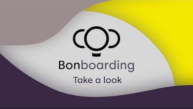 Imagem: logotipo do Bonboarding em um fundo vibrante