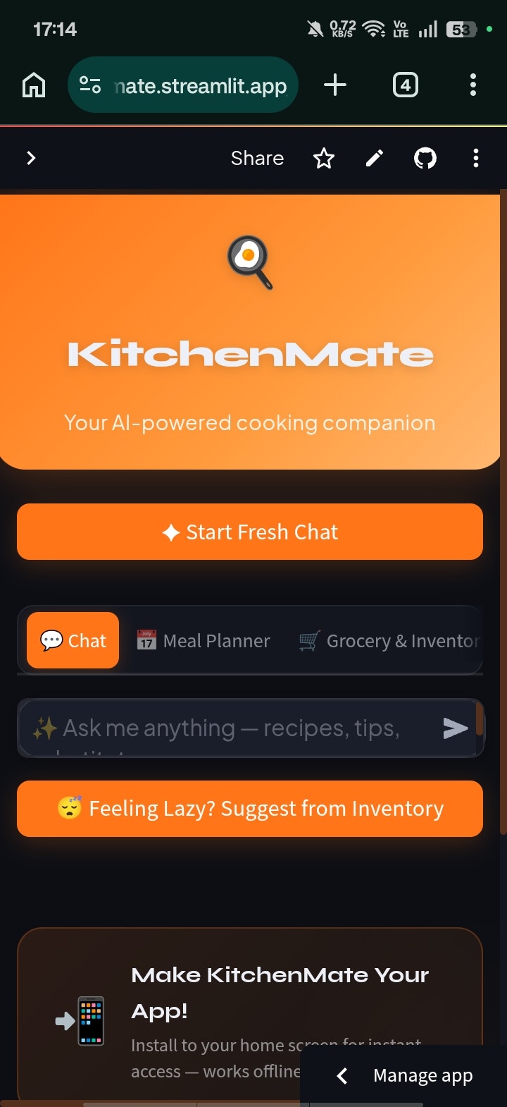 KitchenMate - Main product screenshot demonstrating key features and user interface