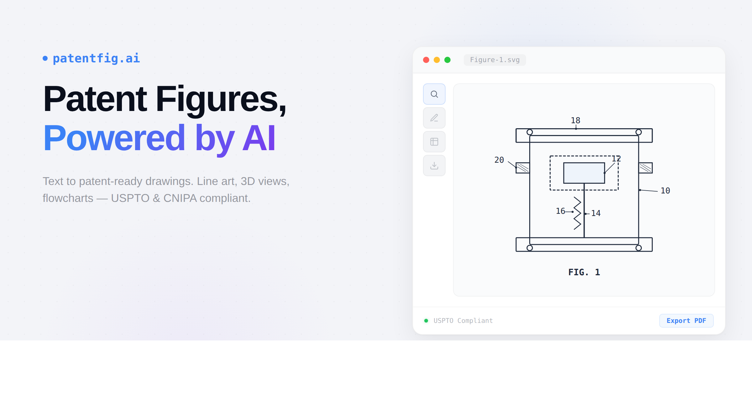 PatentFig - Main product screenshot demonstrating key features and user interface