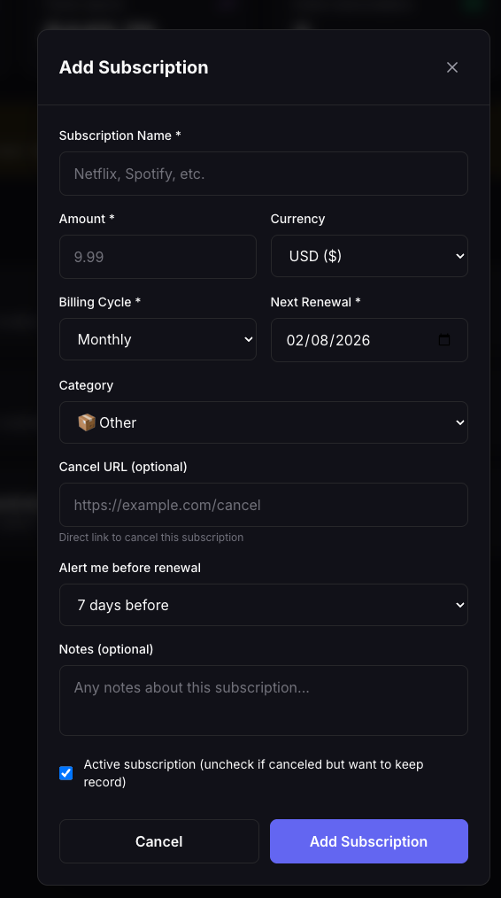 SubTrackr gallery image