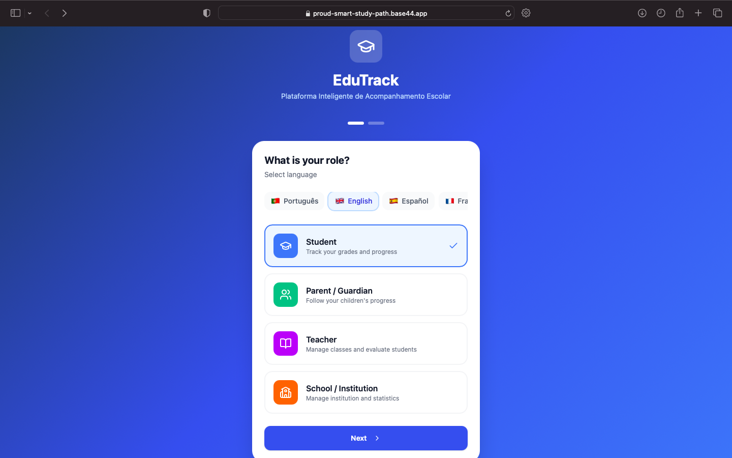 EduTrack - Main product screenshot demonstrating key features and user interface