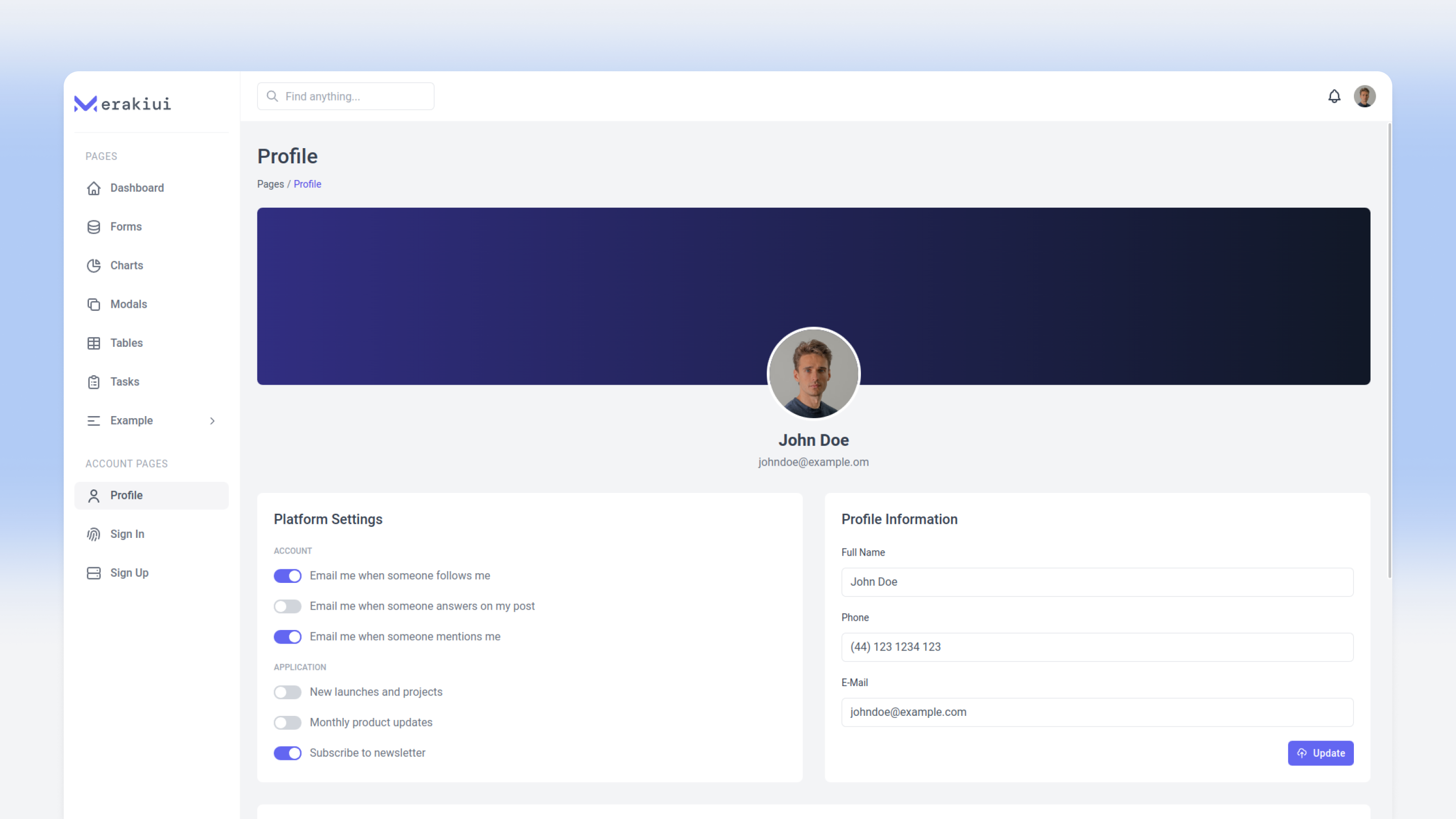 Media Dashboard Meraki UI - CSS Tailwind - Templat papan pemuka yang elegan untuk projek CMS. 3