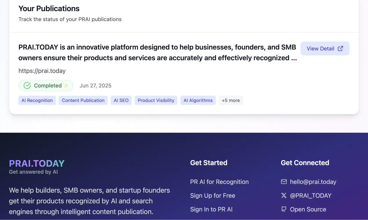 PRAI.TODAY - Get Recognized by AI gallery image