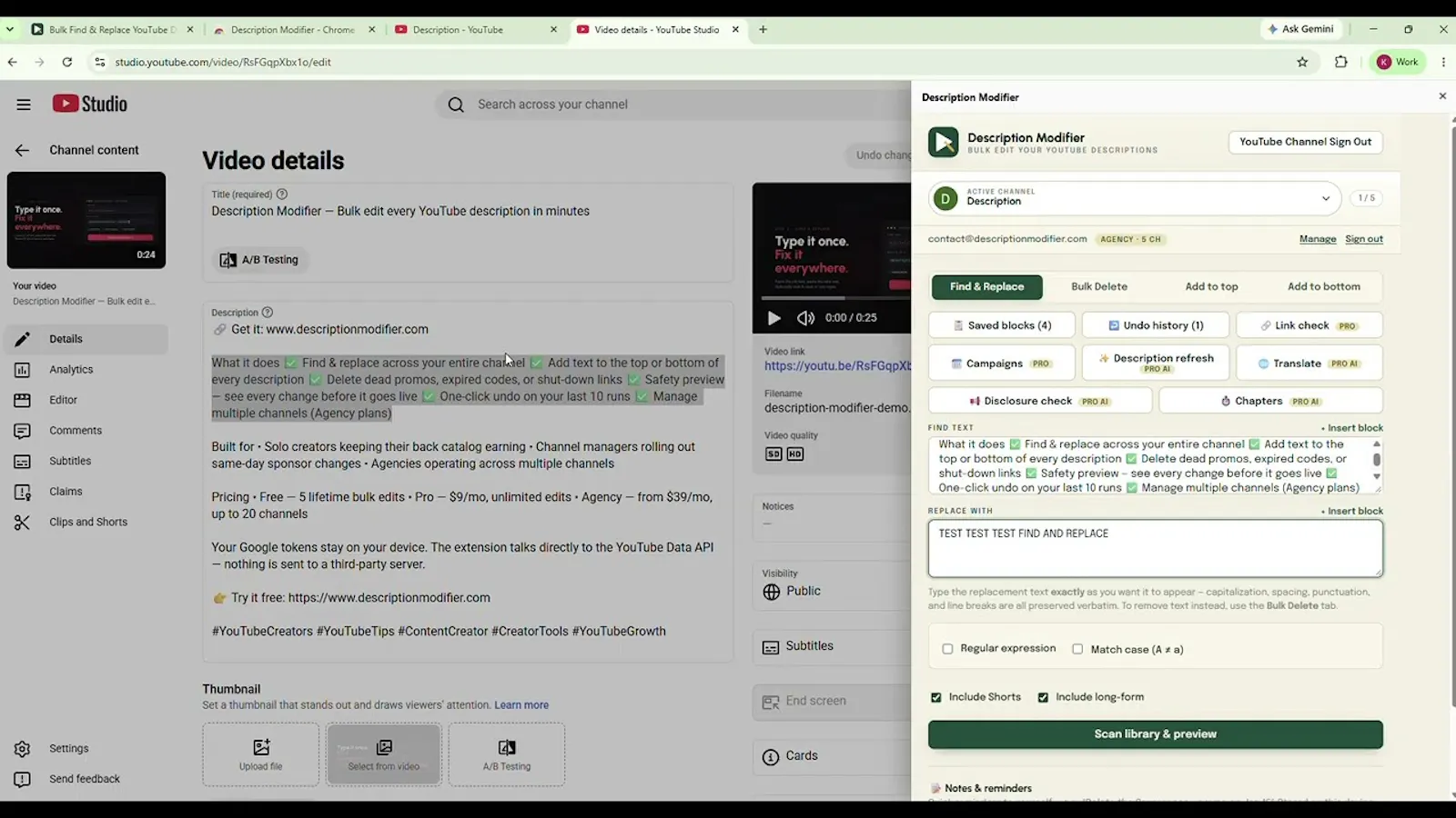Description Modifier screenshot 1 (video preview)
