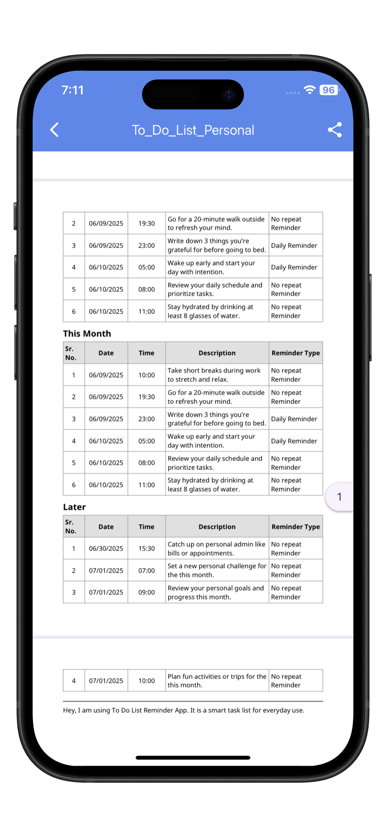 รายการตรวจสอบรายวัน: Quicklist media 10