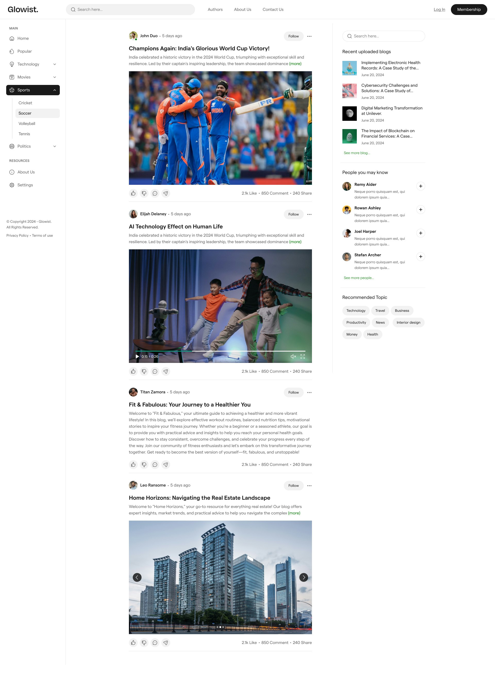 Glowist: Blog เว็บไซต์เทมเพลต Next.js media 20