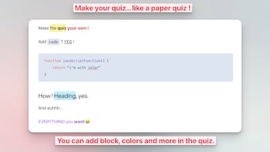 Ein Bild, das die Vielseitigkeit der Quiz-Erstellungsplattform zeigt und neben Multiple-Choice-Optionen auch verschiedene Frageformate bietet.