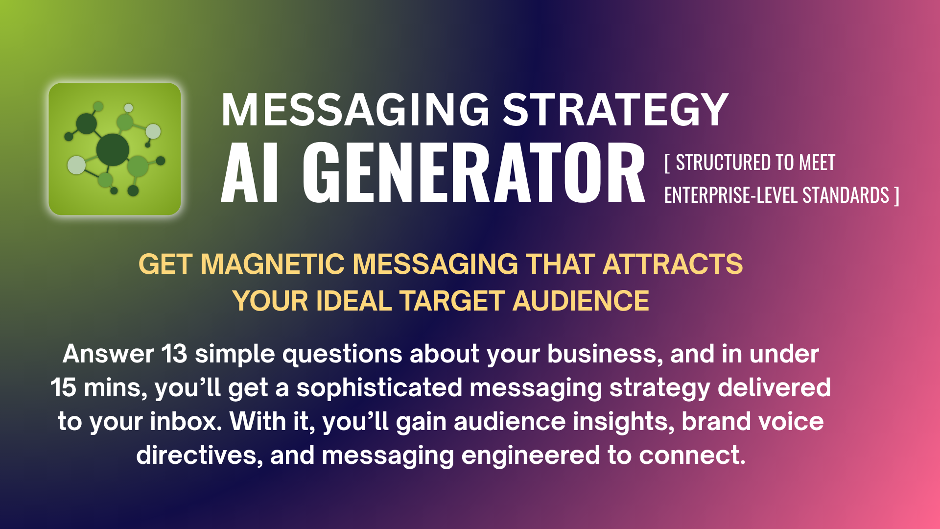 The AI Messaging Strategy Generator - Main screenshot showing features and interface