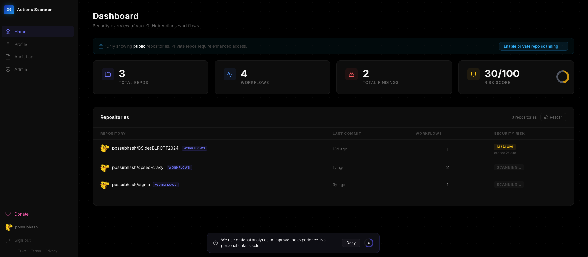 Free GitHub Actions Security Scanner media 3