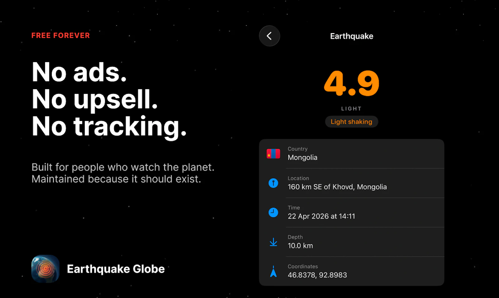 Earthquake Globe screenshot 5