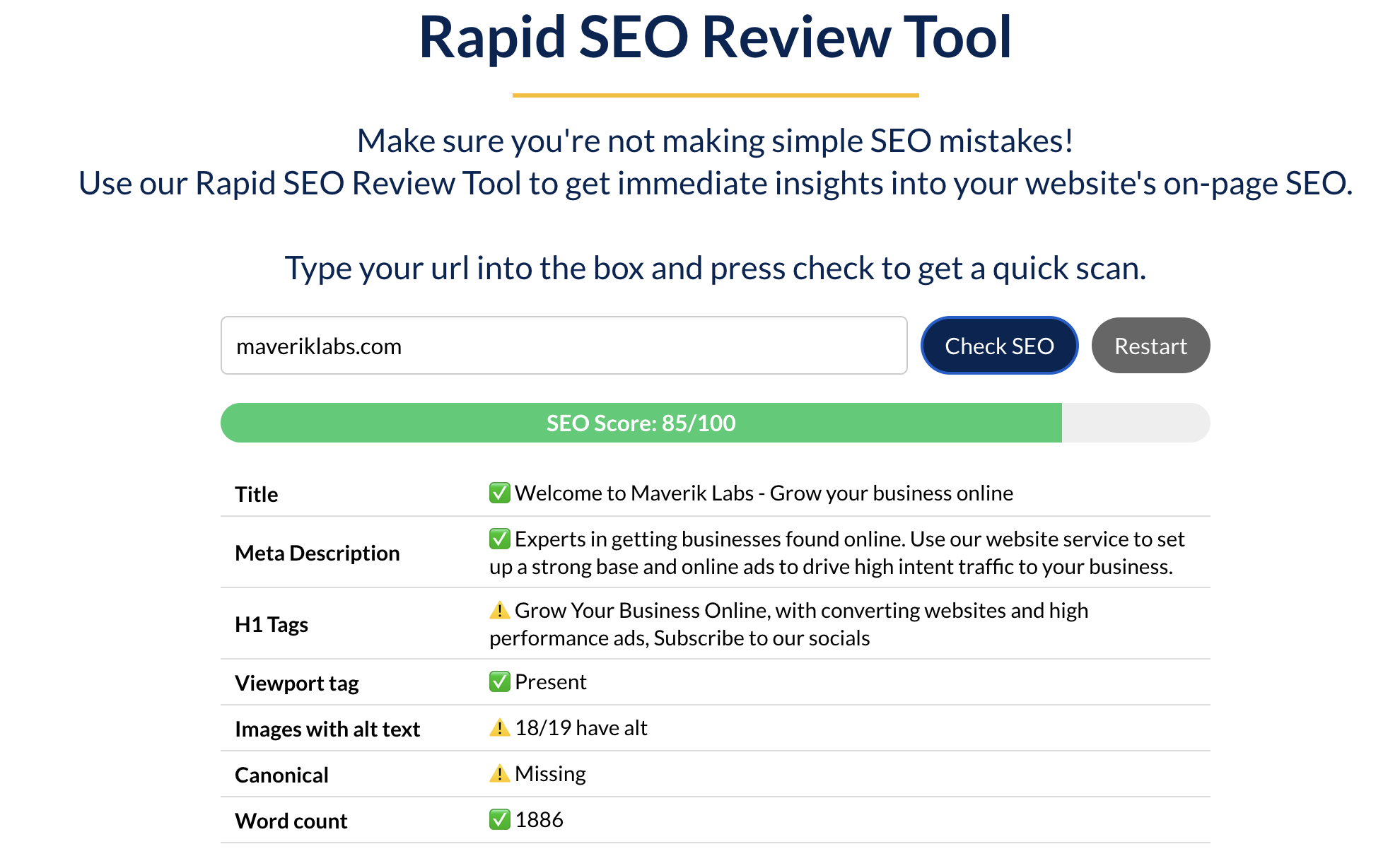 Média Outil d'examen SEO - Assurez-vous que vous ne faites pas de simples erreurs de référencement! 3
