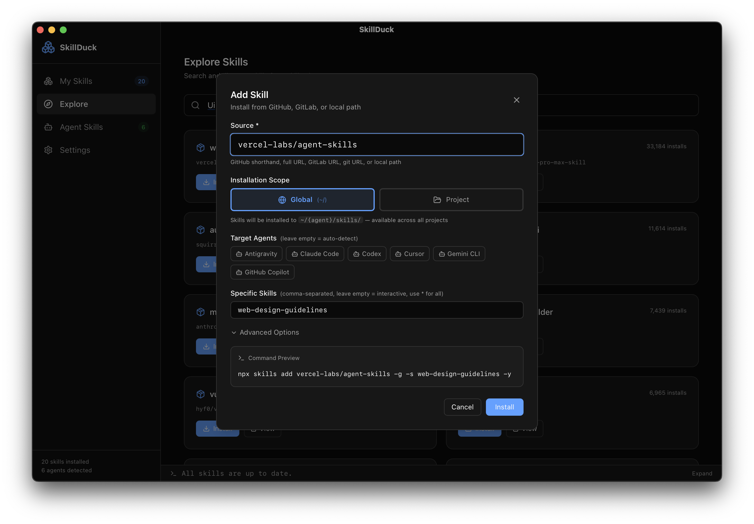 SkillDuck: The GUI for AI Agent Skills gallery image