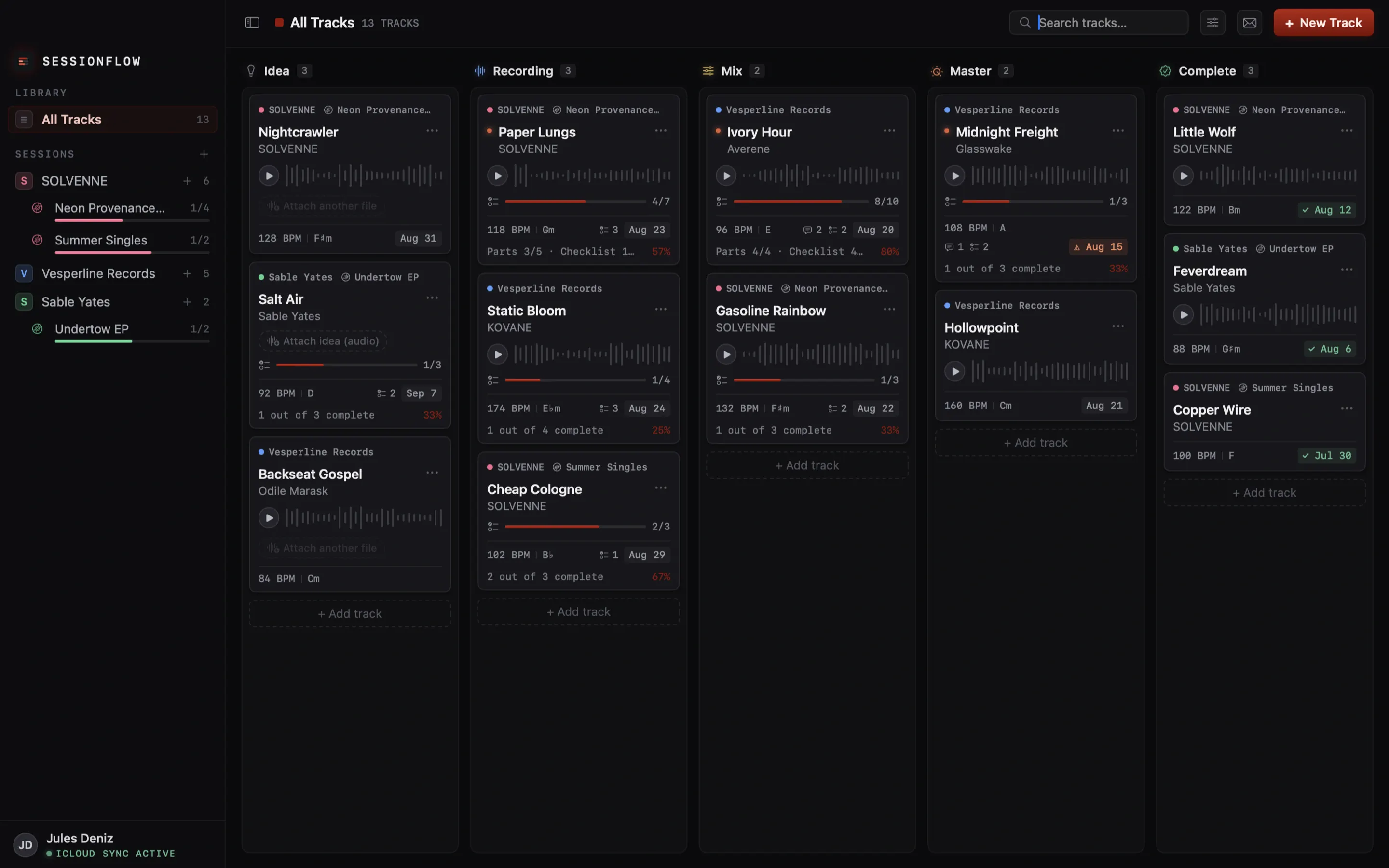 SessionFlow - Song Tracker screenshot