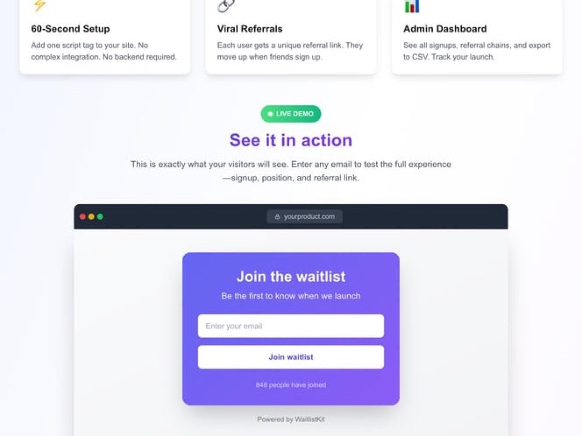 WaitlistKit - Screenshot 5 showing product features and functionality