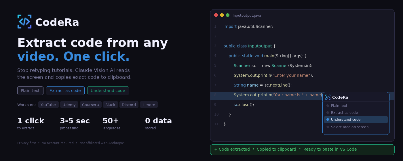 CodeRa, Stop retyping code gallery image