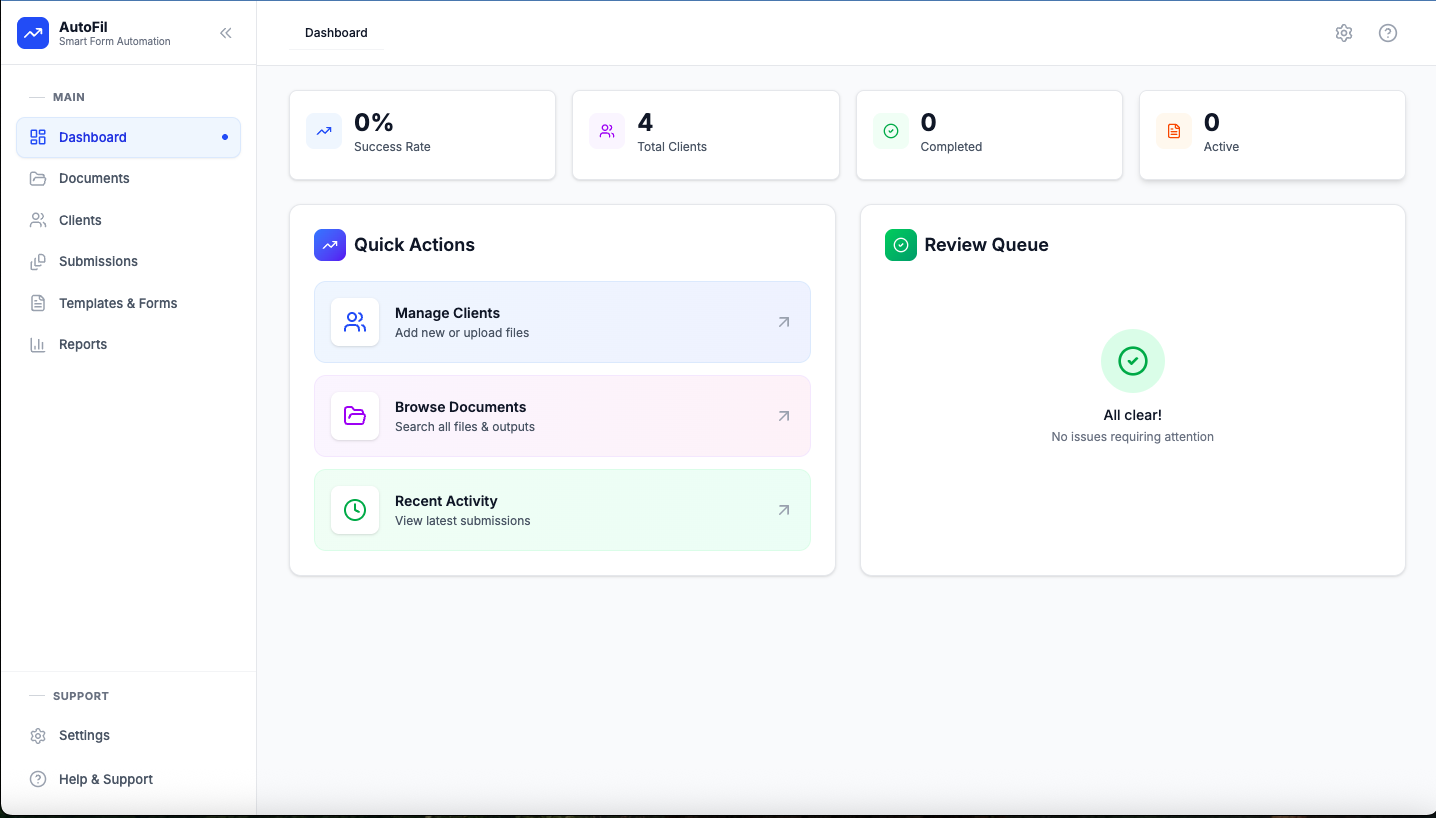 AutoFil - Main product screenshot demonstrating key features and user interface