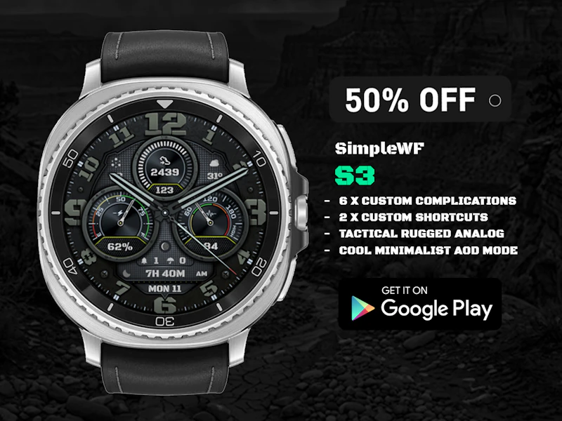 Tactical Analog Watch Face S3: 50% Sales screenshot 2