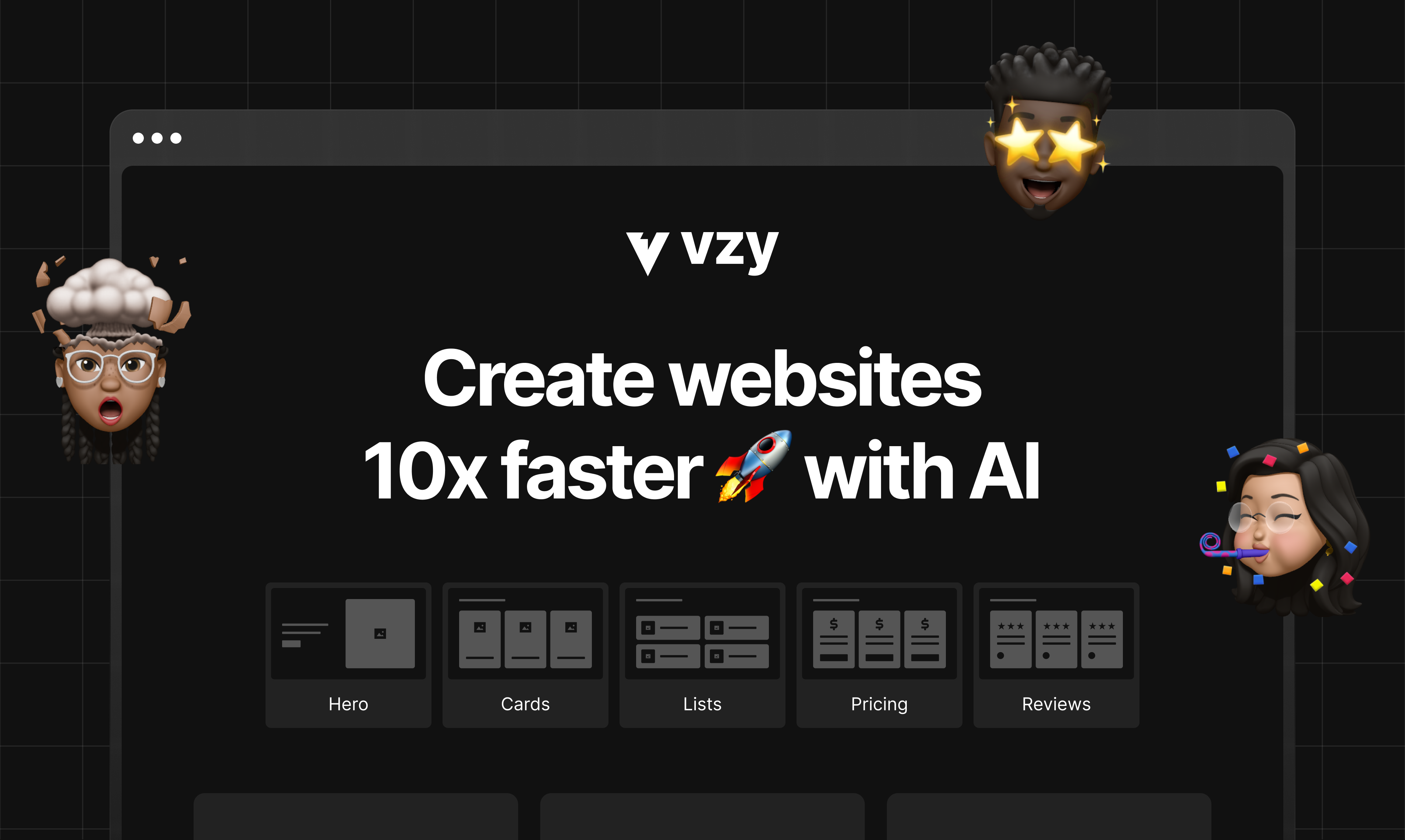 Vzy Ai - Создать веб -сайты в 10 раз быстрее с ИИ медиа 2