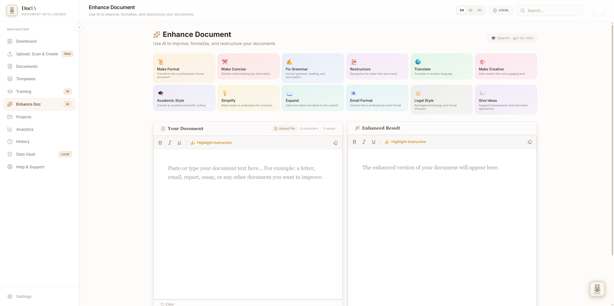 DocIA - Screenshot 2 showing product features and functionality
