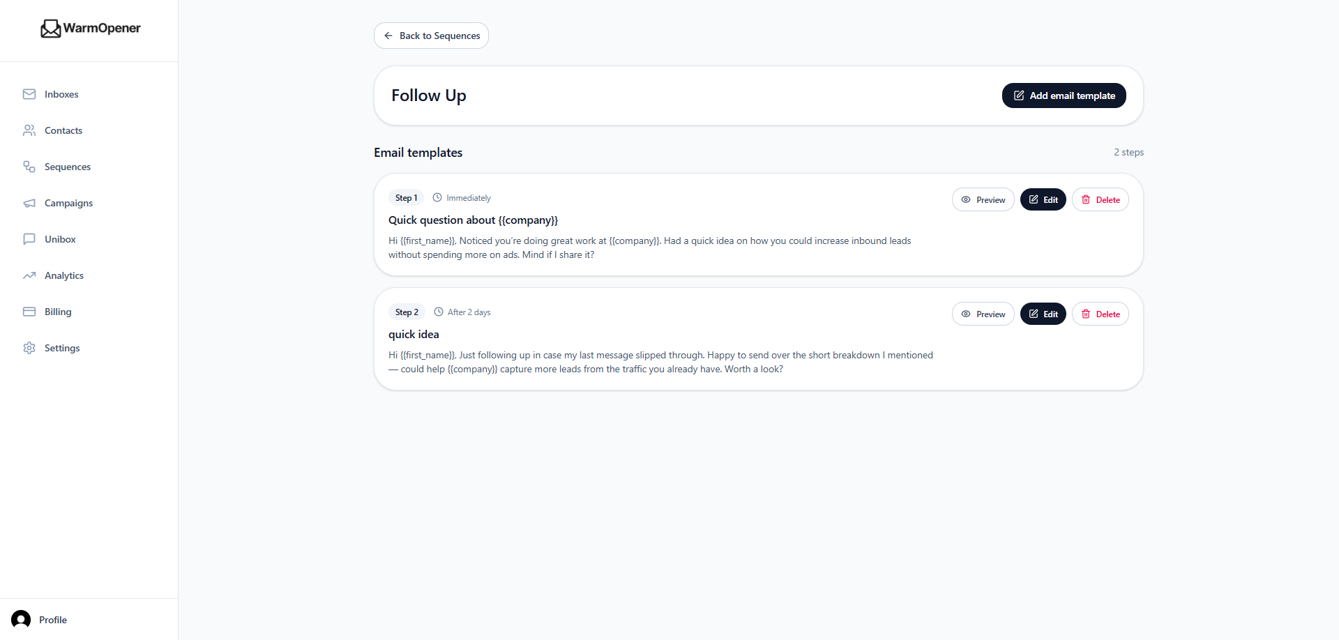 WarmOpener - Screenshot 4 showing product features and functionality