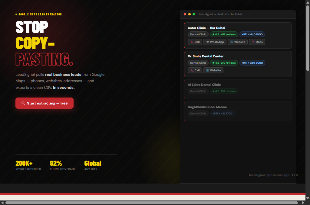 LeadSignal - Main product screenshot demonstrating key features and user interface