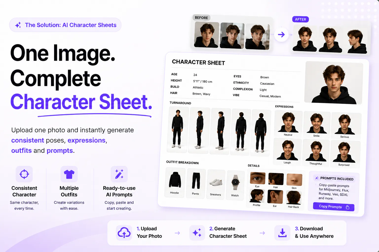 Free AI Character Sheets & Prompts gallery image