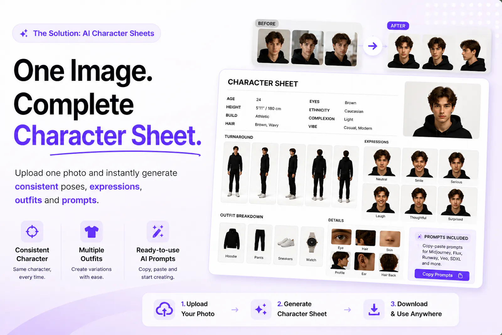 Free AI Character Sheets & Prompts screenshot 3
