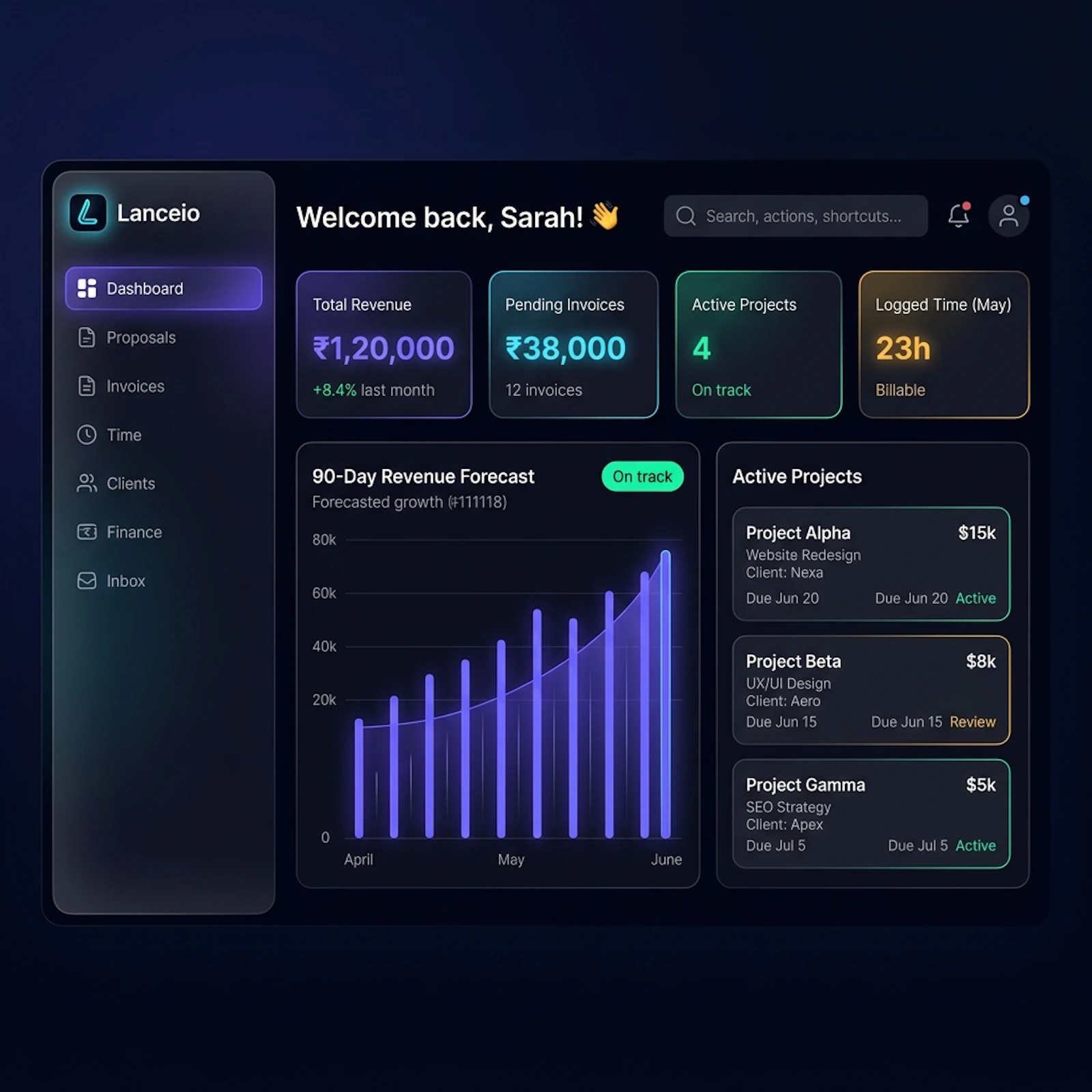 Lanceio — Freelance Management Tool  screenshot 1