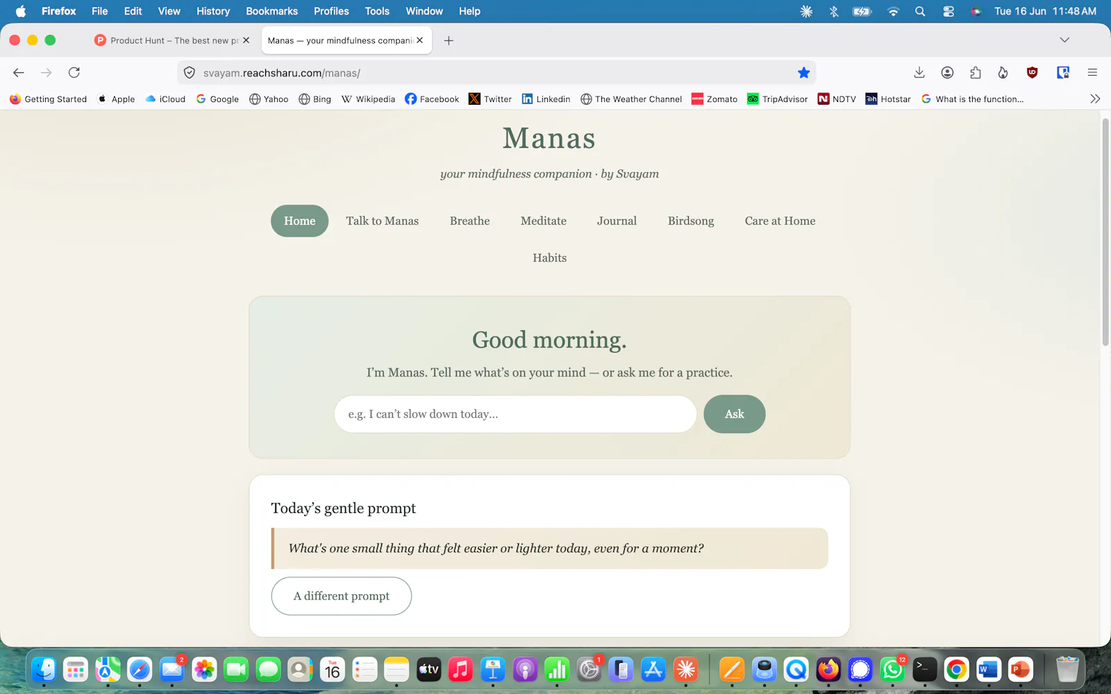 Manas — your own mindfulness companion screenshot 1
