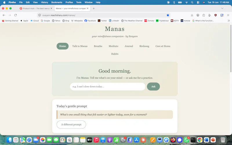 Manas — your own mindfulness companion screenshot 1