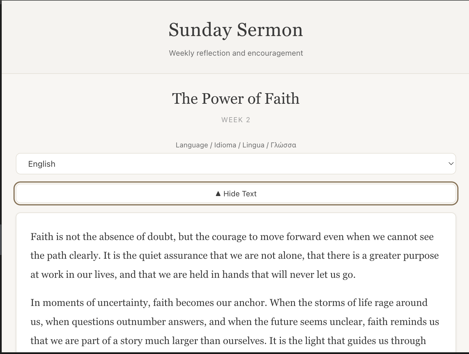 Sunday Christian Sermon - Main product screenshot demonstrating key features and user interface