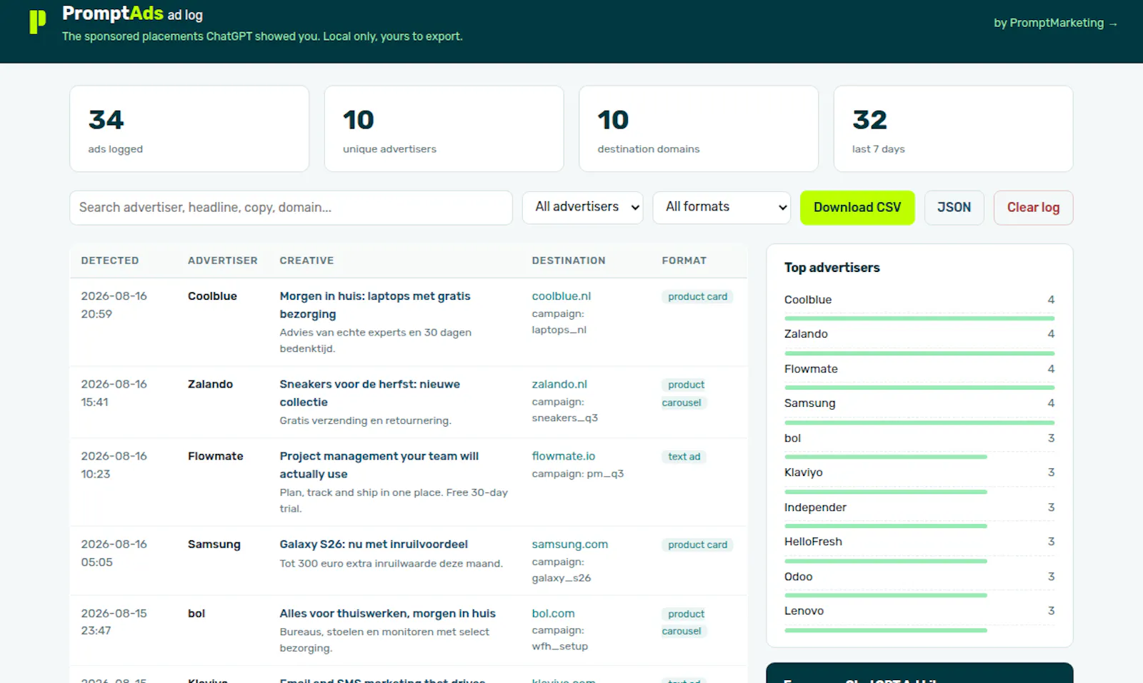 PromptAds: ChatGPT Ads Library screenshot 3