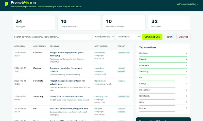 PromptAds: ChatGPT Ads Library screenshot 3