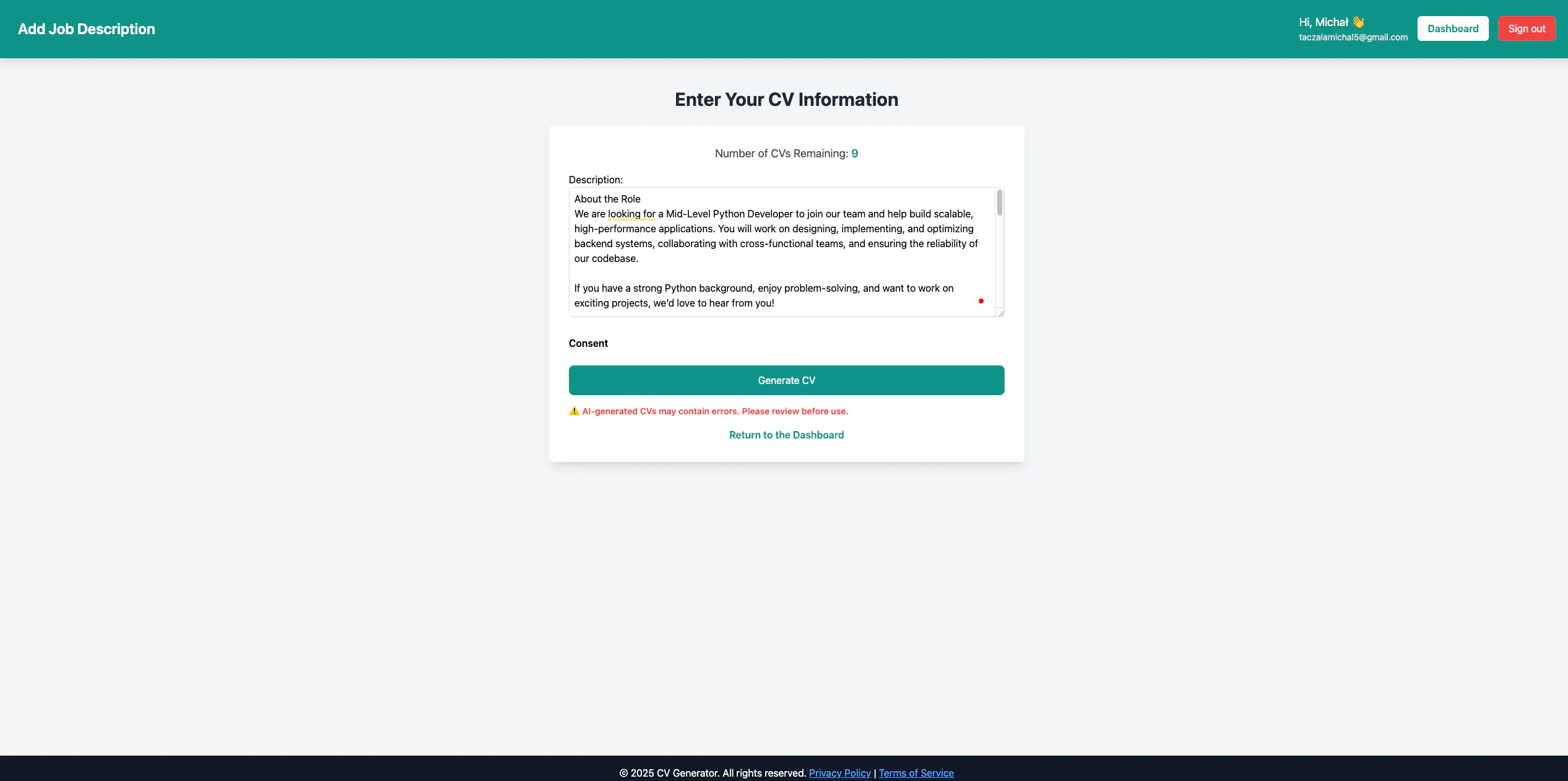 AI CV Generator gallery image