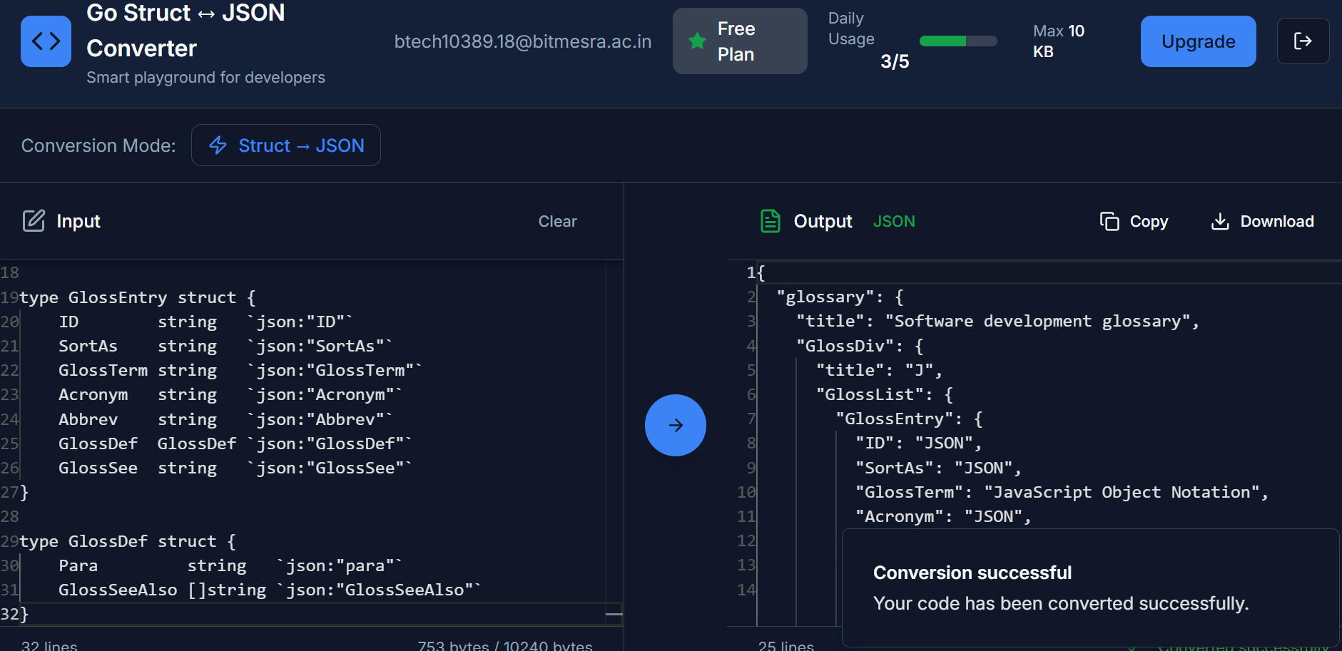 Go Struct to JSON Converter gallery image