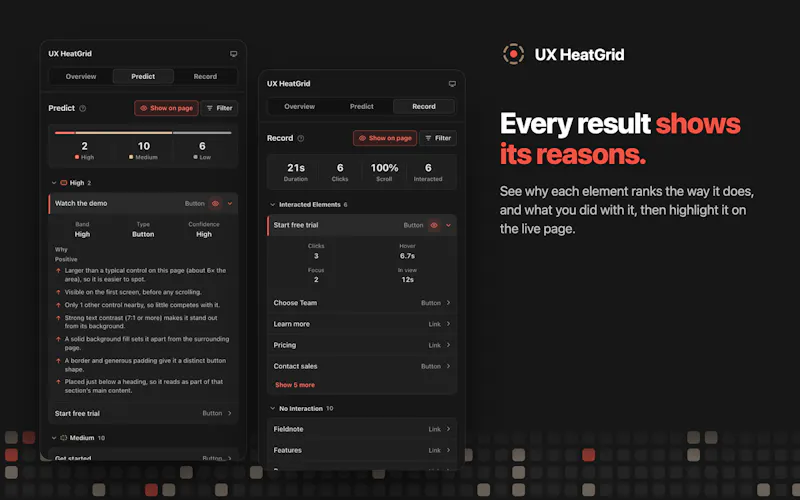 UX HeatGrid screenshot 2