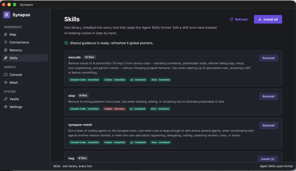 Synapse: shared memory for coding agents gallery image
