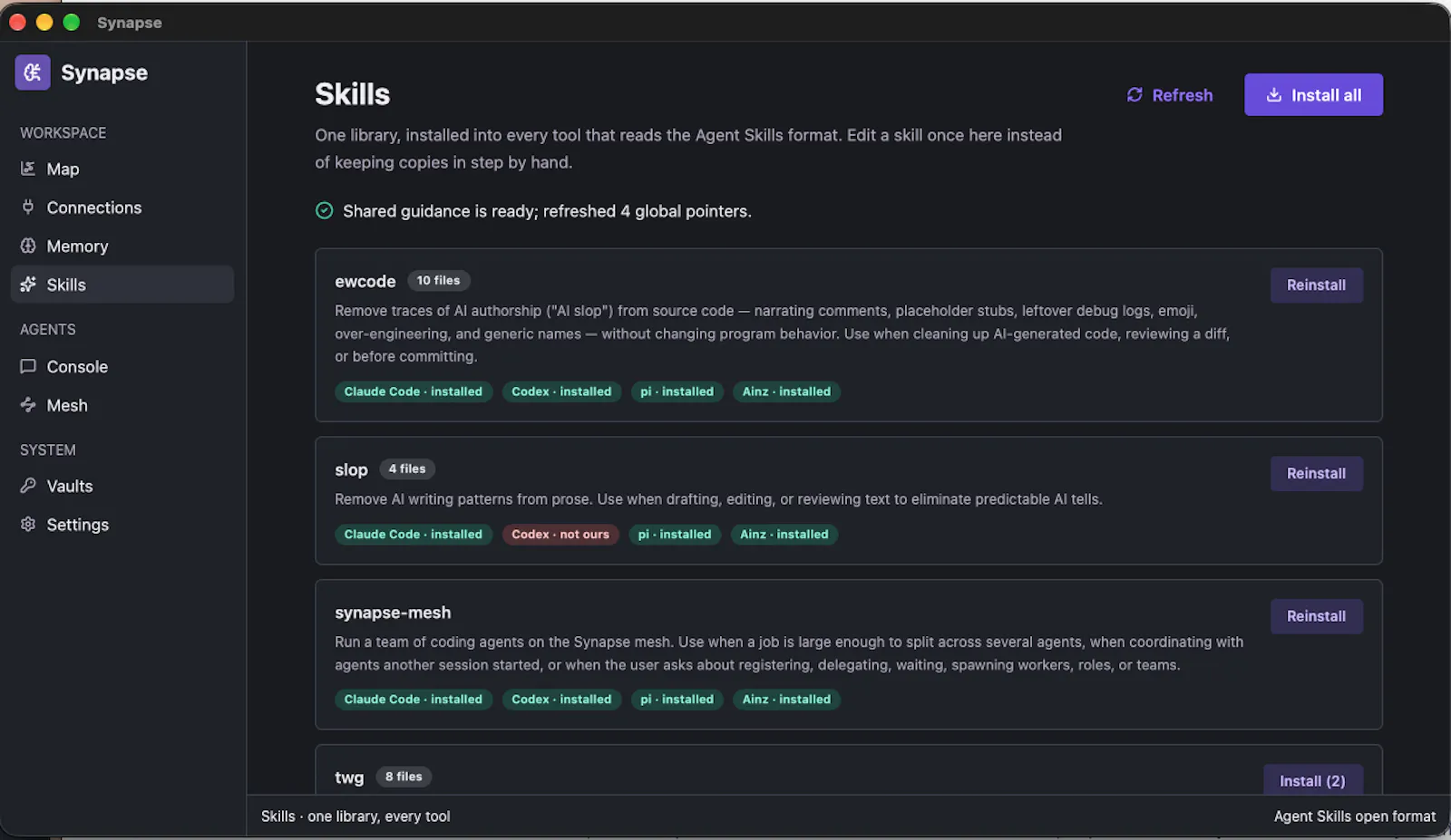 Synapse: shared memory for coding agents screenshot 5
