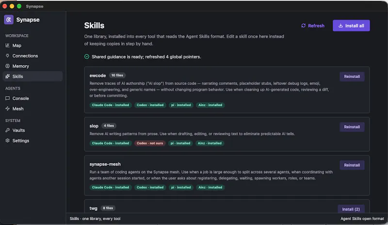 Synapse: shared memory for coding agents screenshot 5