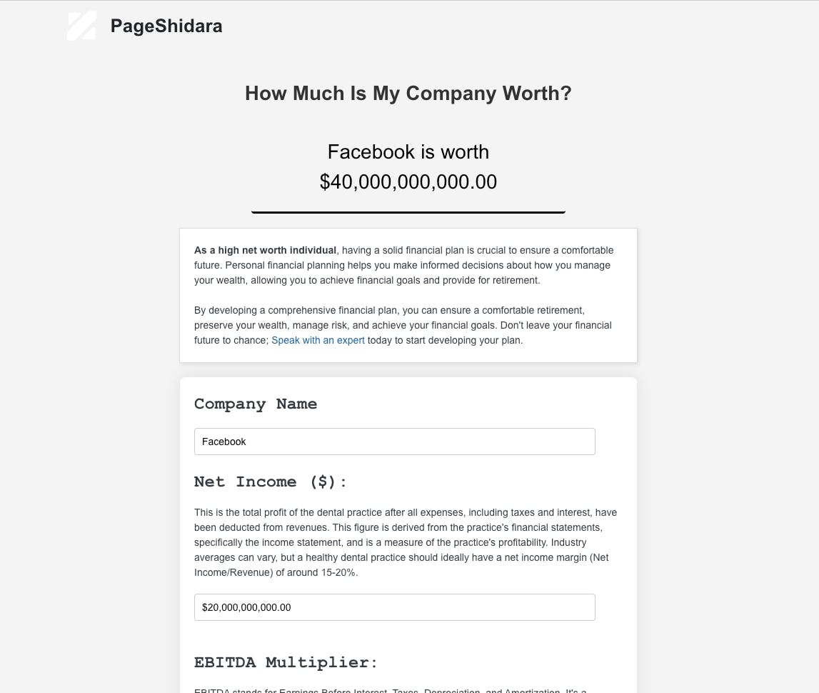 How Much Is My Company Worth Calculator media 1