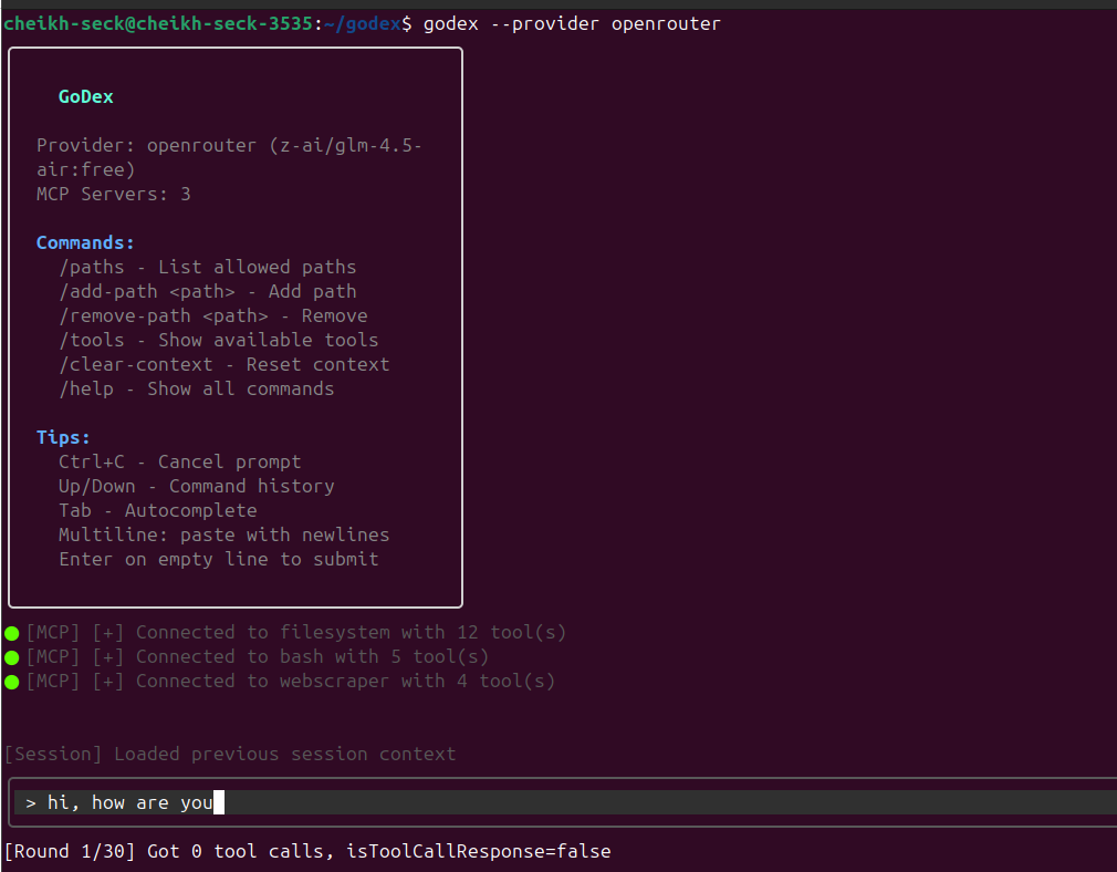 GoDex: AI coding agent gallery image