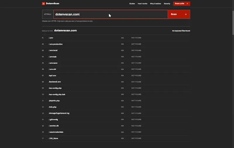 DotenvScan screenshot 2