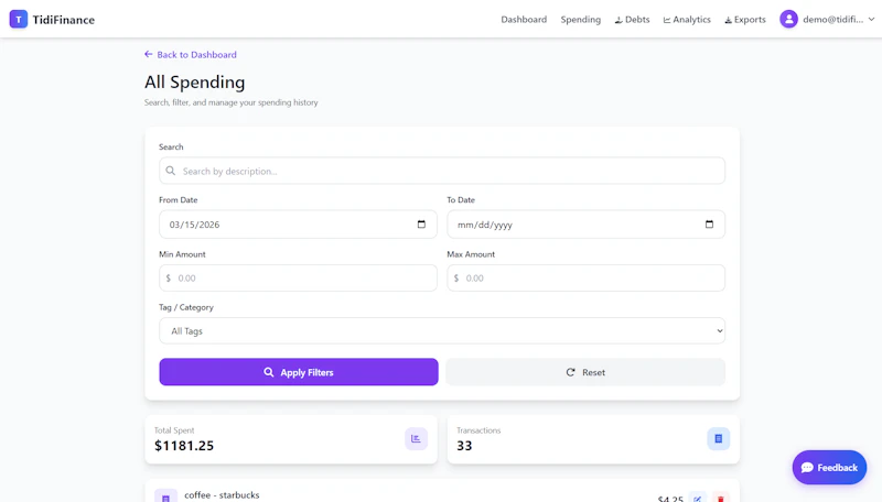 TidiFinance screenshot 2
