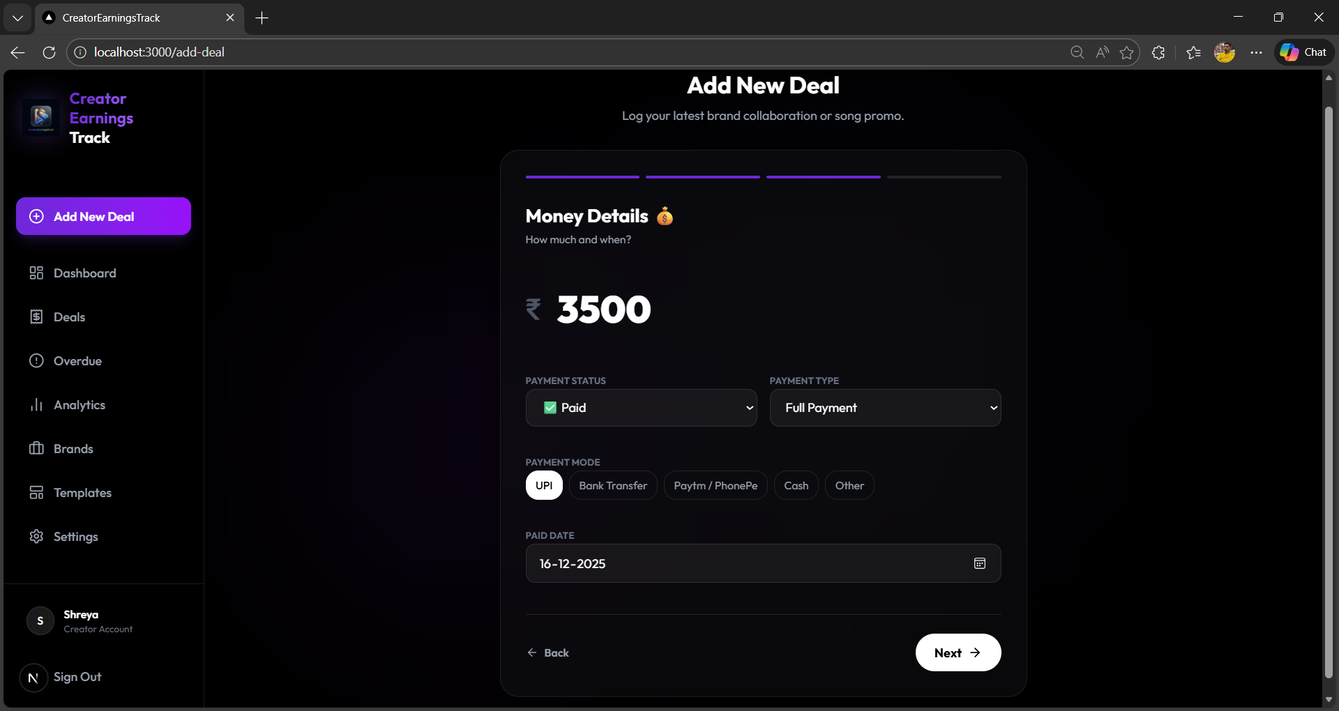 CreatorEarningsTrack gallery image