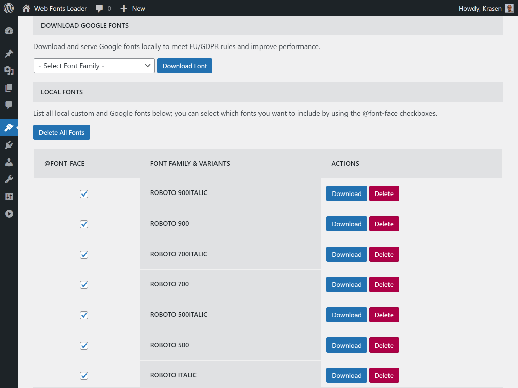 Caricatore di caratteri Web - Caricare, ospitare e personalizzare senza sforzo eventuali caratteri in WordPress media 4