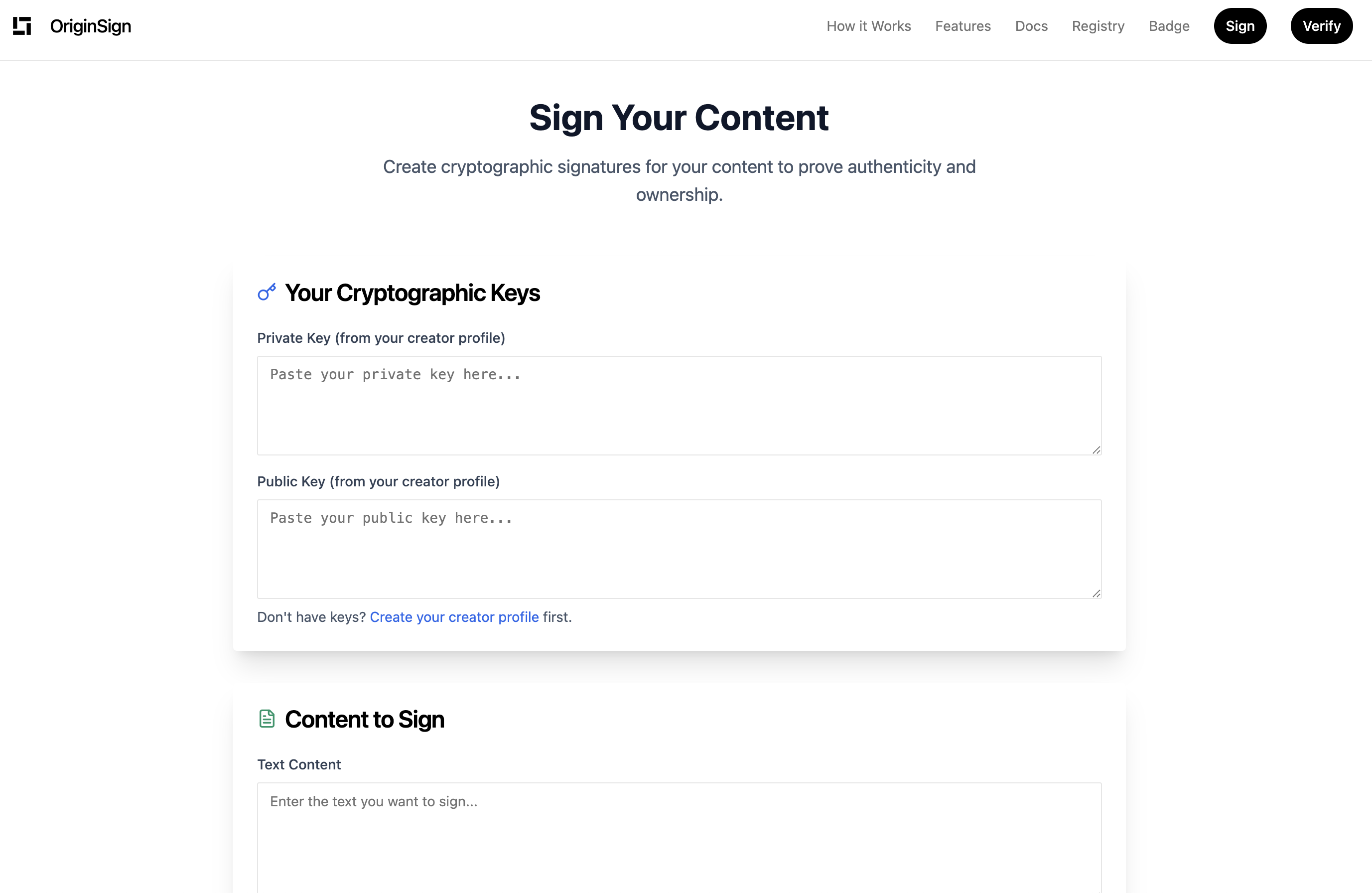 OriginSign - Screenshot 2 showing product features and functionality