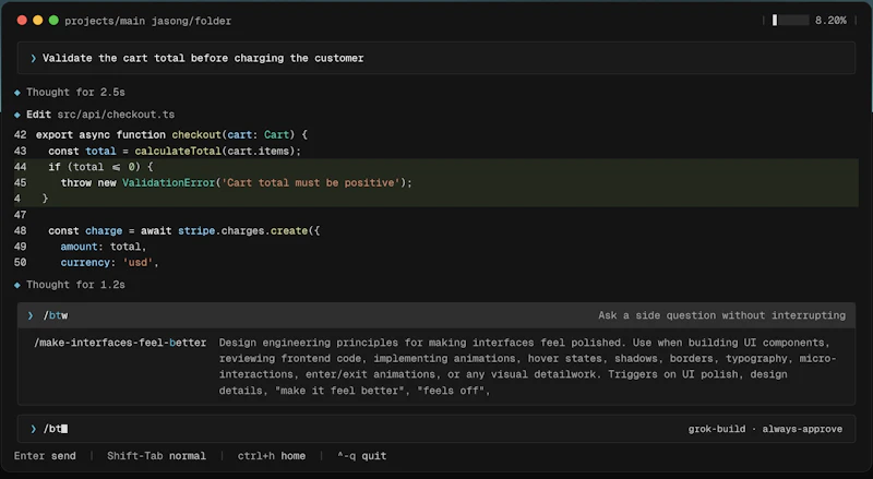 Grok Build screenshot 2