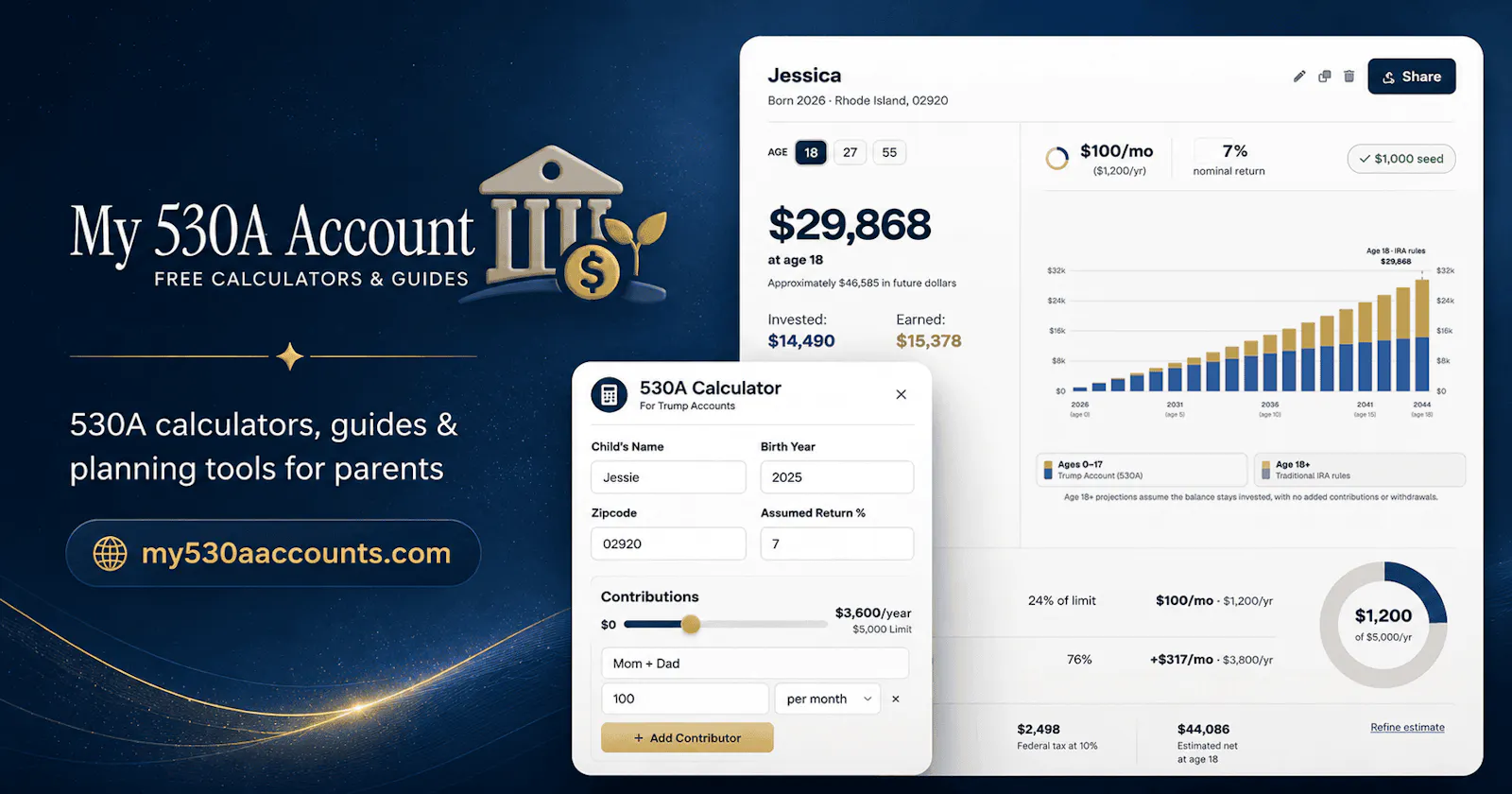 Trump Account (530A) Calculator & Guides screenshot 1